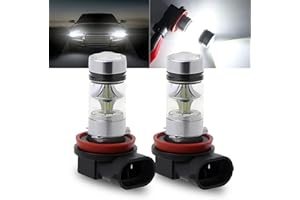 icykale Pack-2 Car H8/H11 LED Fog Light Bulb, 1000LM 20LED High Brightness Bulb with Spotlight Projector, All-in-one Plug and Play 50,000 Hours Long Life Bulb, Universal for Cars Trucks (White)