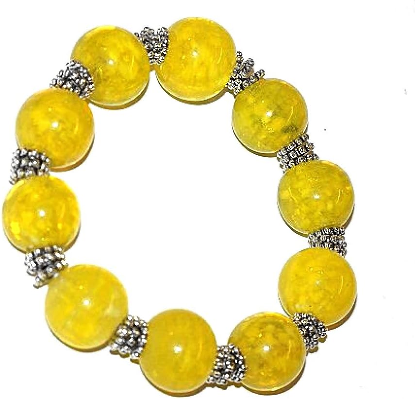*HUGE BEADS SALE!* JSB Chunky Round Snowflake Glass Bracelet KIT Collection (YELLOW) ~ Ref:4B4 ~ NO SPECIAL TOOLS REQUIRED