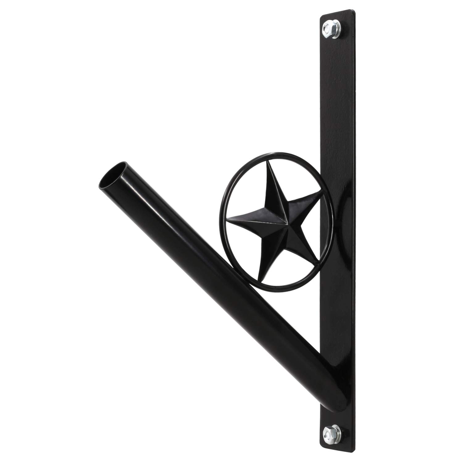 Anley Star Décor Flagpole Bracket - Wrought Iron Flag Pole Holder - Heavy Duty & Weather Resistant & Easy Mounting & Black Matte Coating - Ideal for Flagpole's Diameter of 1"