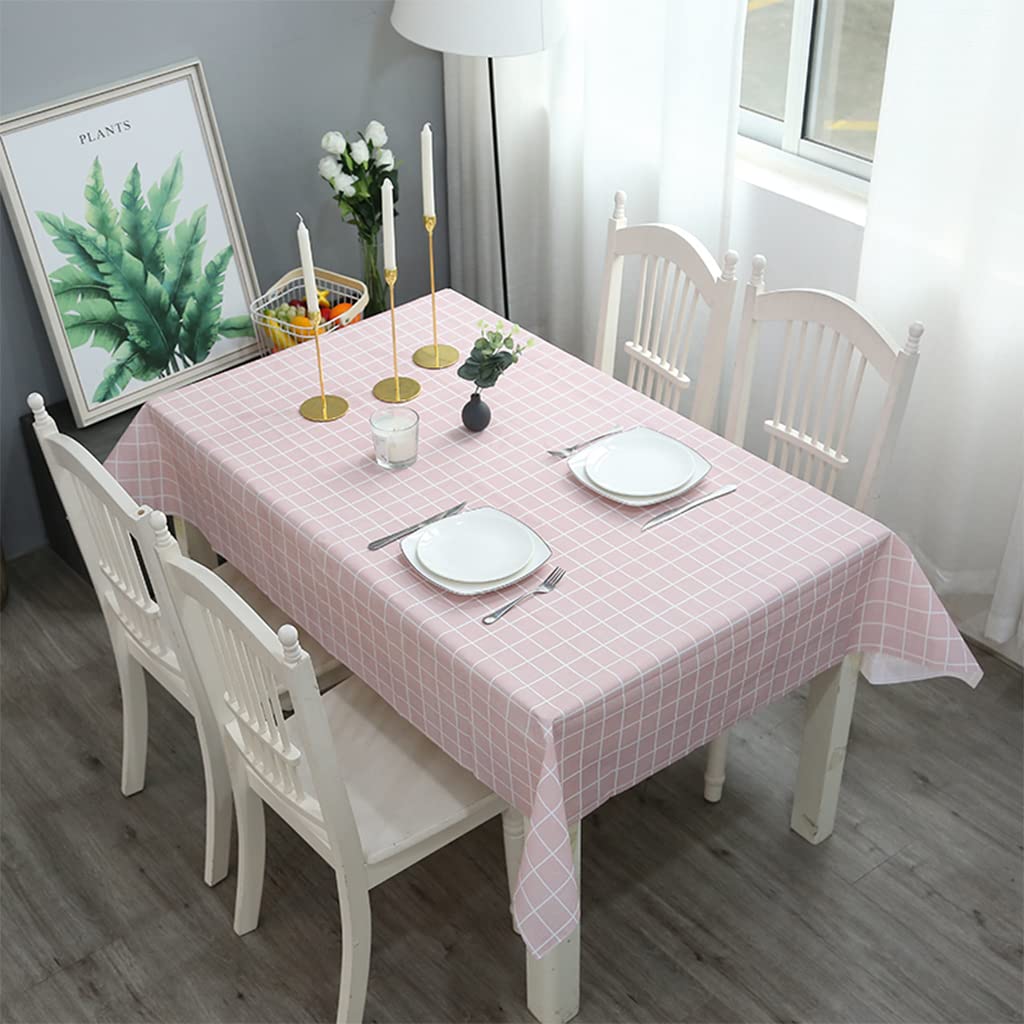 137*180cm Pink Checkered PVC TableCloth Plaid Wipeable Tablecloth Rectangular ,Plastic Wipe Clean Tablecloth Stain Resistant,Waterproof,Oil-proof Gingham Table Cover for Outdoor Picnic,Party,Dinner — image 1