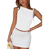 zhaistar Women's One Shoulder Tank Top Sleeveless Straps Slim Fit Basic Cropped Going Out Tops