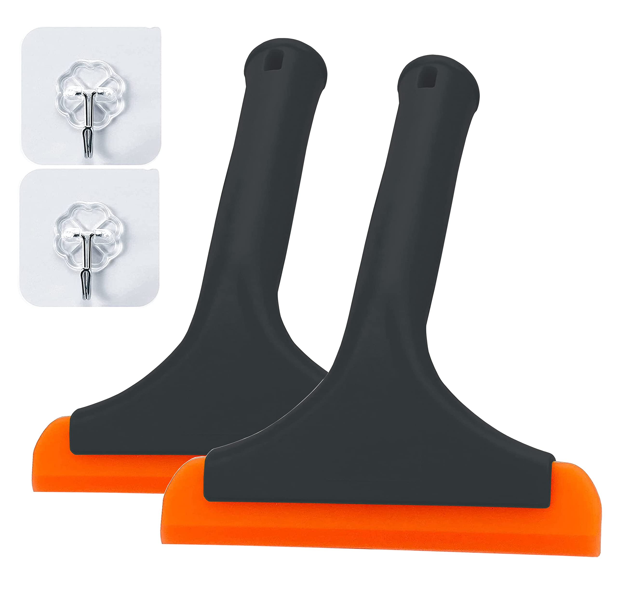 LinYesh Window Squeegee with Hook, 2PCS Shower Squeegees Set, Flexible Silicone Squeegee for Glass, Window, Shower Door, Bathroom Glass, Car Windshield