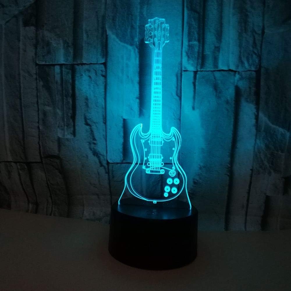 Guitarra Creativa 3D Night Light Colorido Usb Led Atmósfera De Regalo