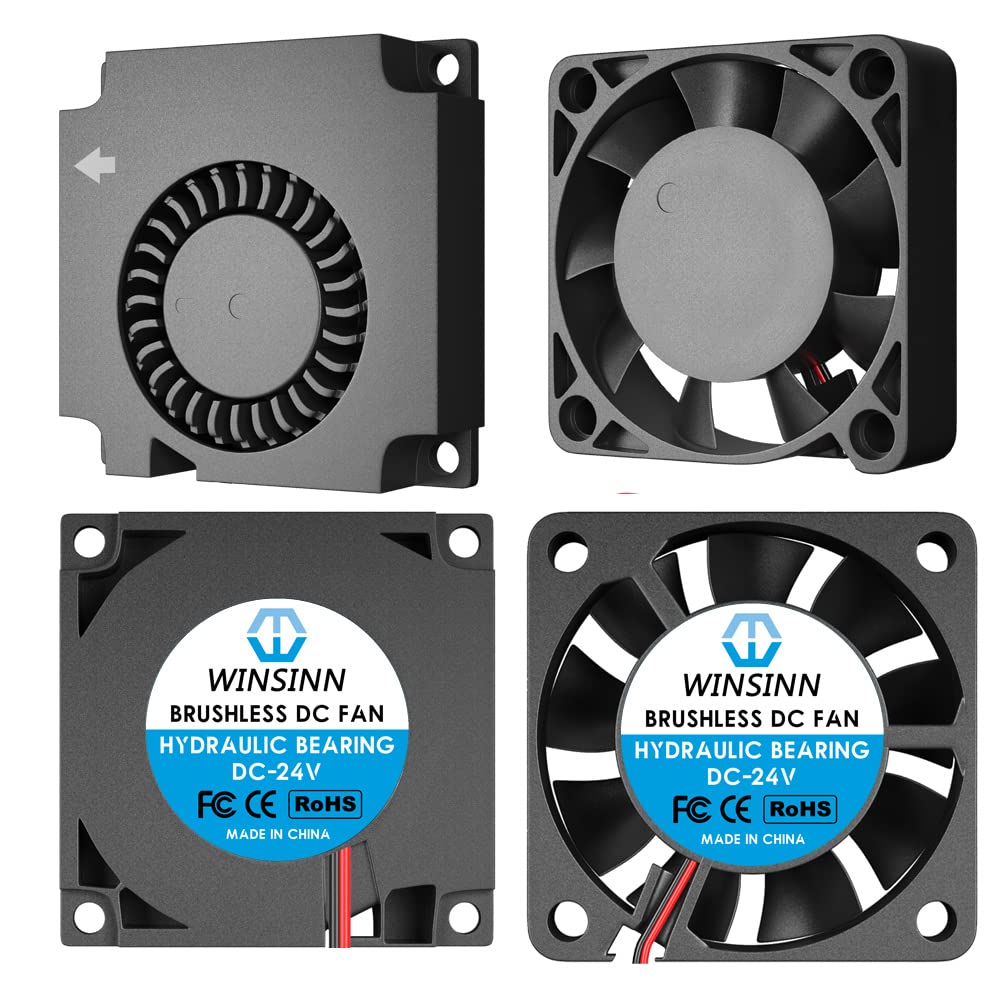 WINSINN 24V 40mm Fan Blower for Cooling Ender 3 / Pro Turbine Turbo 40x10mm 4010 DC Brushless Hydraulic Bearing, with Air Guide Parts - High Speed (Pack of 4Pcs)