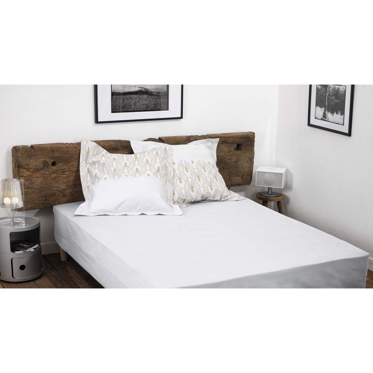 Home Linge Passion 100% Cotton Fitted Sheet – 57 Thread Count – Size 140 x 190 cm – White – 35 cm Deep – Tight Weave – Soft, Breathable, Washable