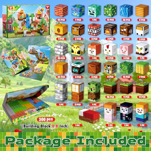 Goody King Magnetic Cube 300 Pieces – Forest Library Theme with Animals & Road – Magnetic Building Game for Children – Magnetic Blocks 3+ Years Creative Montessori Toy STEM Gift for Children