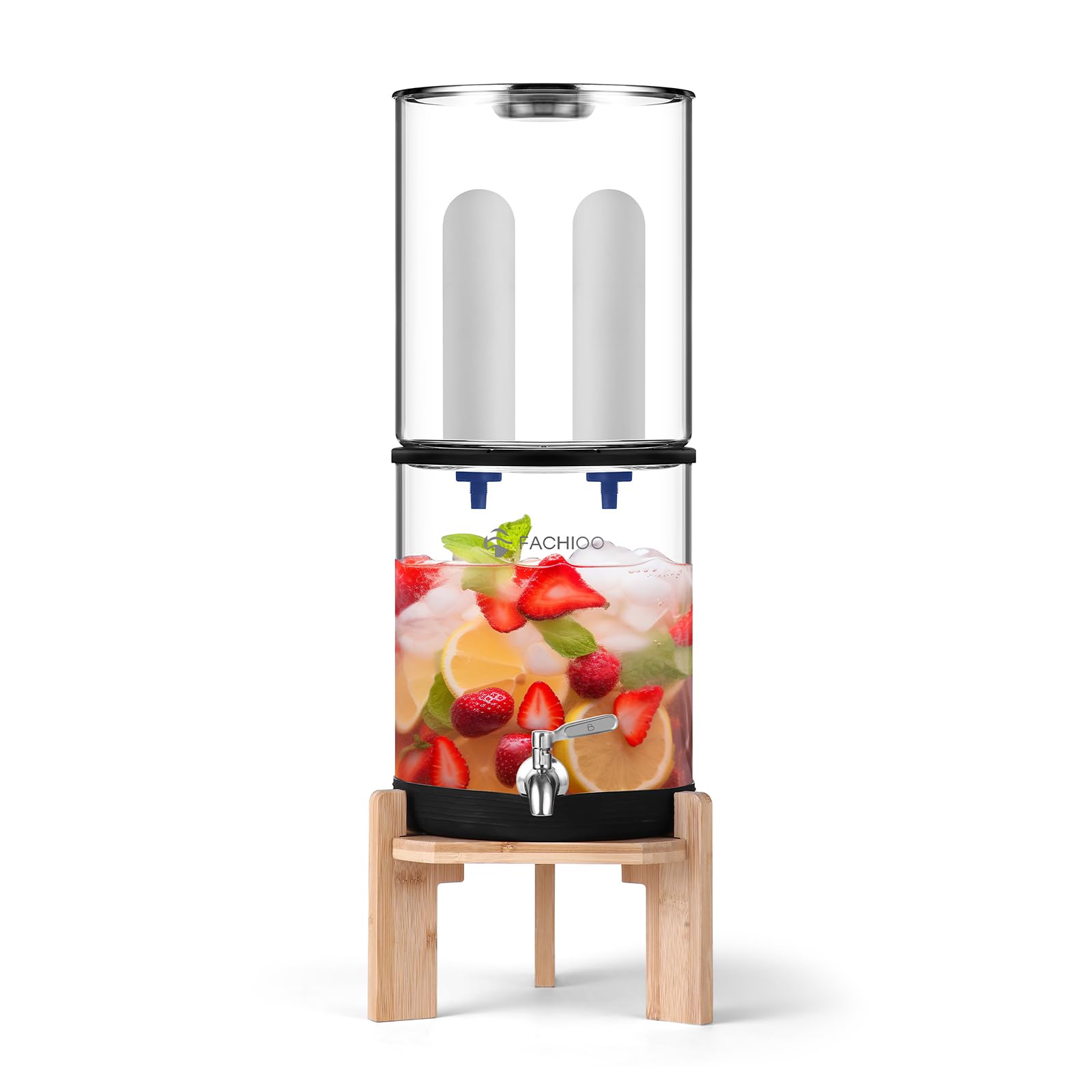 FACHIOO Gravity-Fed Water Filter System, 2.25G Glass Countertop System ...