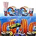 Hot Wheels Wild Racer Party Supplies Pack for 16 Guests - Straws, Dessert Plates, Beverage Napkins, Cups, and Table Cover