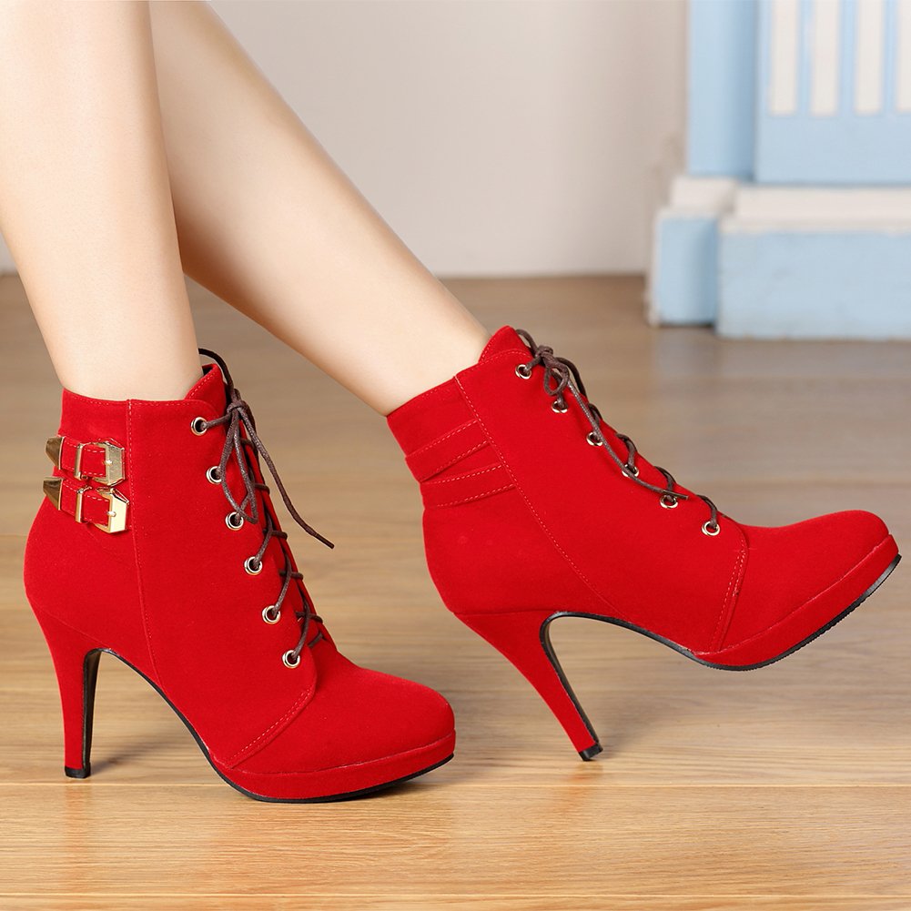 getmorebeauty Womens Stylish hot lace up Stiletto high Heel Sexy Platform Motorcycle Boots Shoes - Image 6