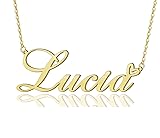 AOLO Lucia Heart Name Necklace 18k Gold Plated