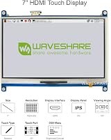 Waveshare 7" Raspberry Pi 4 Display IPS Resistive Touchscreen 1024x600 HDMI LCD view 3
