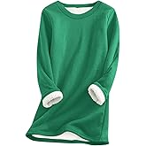 Sweatshirts For Women Loose Sherpa Lined Fleece Round Neck Tops Long Sleeve Winter Pullover Thermal Tops