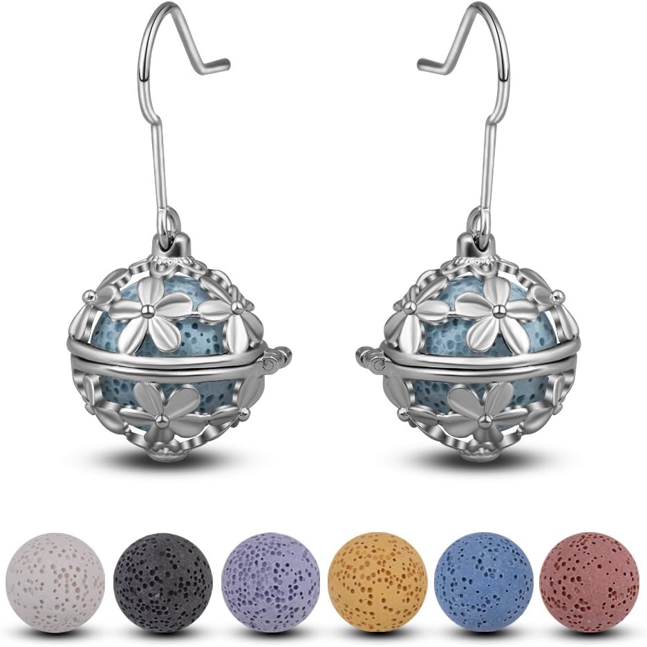 INFUSEU Tree of Life Dangle Earrings for Women, Essential Oil Perfume Hook Earrings Diffuser Locket, Fashion Jewellery Birthday Gift for Women Girls