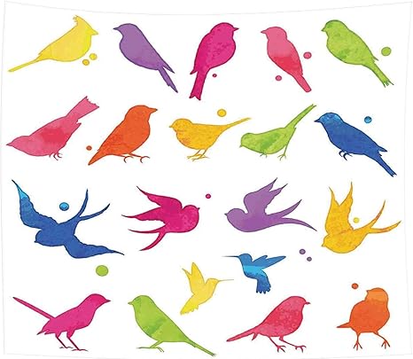 Amazon Co Jp 飛ぶ鳥の装飾タペストリー 座っていると飛んでいる鳥の幸せの仲間の動物の装飾のカラフルなシルエット 多機能 布ポスター 間仕切り 自宅 お店 気分転換 個性ギフト 新居祝い 150ｘ100cm ホーム キッチン