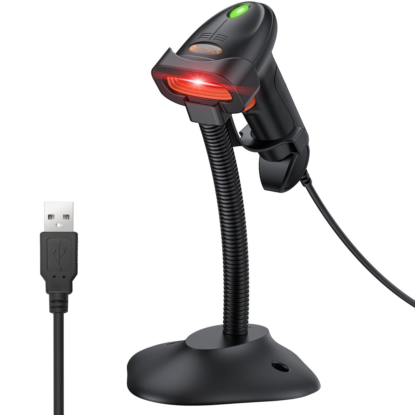 Neoteck USB Wired 1D CCD Barcode Scanner Reader Screen Scan Plug & Play No Driver Manual/Continuous with Stand for Windows/Mac/LinuxSuitable for Supermarkets, Shopping Centers, and Warehouses