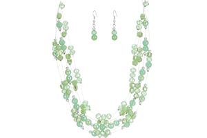 ERRALLY Layered Chunky Statement Necklace for Women Colorful Boho Beaded Necklaces and Earring Set Fashion Costume Jewelry for Women