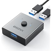 IDsonix USB 3.0 Switch for 2 Computers Share 1 Device | 1 in 2 Out Bi-Directional For Printers/Keyboards/Mice, 5Gbps Plug and Play Switcher Support CarPlay,Android Auto,Aluminum