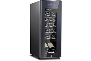 ORYMUSE 12 Bottle Compressor Wine Cooler Refrigerator with Lock, Freestanding Wine Fridge, 41°F-64°F Digital Temperature Control, Large Wine Cellar for Red, White, Champagne, and Sparkling Wine – Black