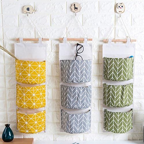 MAIDIEN Waterproof 3 Grid Hanging Storage Pockets Over Wall Door Bags Toiletry Organizers Bag