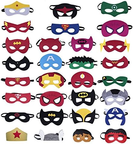 NINANO Superheroes Party Masks for Kids, 30 Pieces Party Supplies,Party Favors Half Masks for Children Or Boys Aged 3+