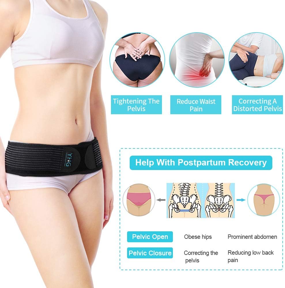 Sacroiliac Belt, SI Belt Sciatica Belt Hip Brace Waist Support with Elastic Compression Band to Stabilize SI Joint and Relieve Sciatic Nerve, Pelvis, Lower Back and Hip Pain for Men and Women: Health & Personal Care