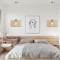 HOONEX Rattan Chandelier, Rattan Light Fixtures