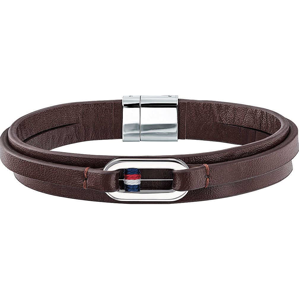 Tommy Hilfiger 32000627 Men's Bracelet Stainless Steel and Leather, one size, Stainless steel, leather