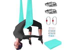PRIOR FITNESS Low Stretch Aerial Yoga Hammock Kit 4.4 Yards Aerial Silk For Professional Yoga Instructors,Yoga Swing Set,Improve your Flexibility & Core Strength,Yoga Starter Kit