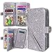 Harryshell Detachable Magnetic 12 Card Slots Wallet Case PU Leather Flip Protective Cover Wrist Strap for Samsung Galaxy S10 (Not Fit S10+ Plus) (Bling Grey)