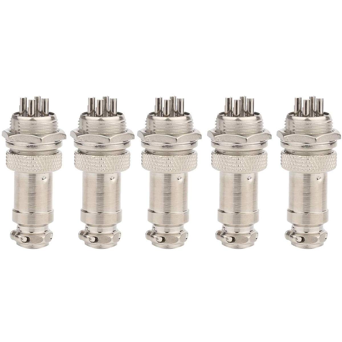 CLDIY GX16 4 Pin Panel Metal Mounting Round Metal Aviation Plug Adapter Male Female Socket (Pack of 5)