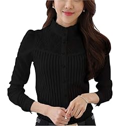 Womens Vintage Victorian Pleated Button Down Shirt