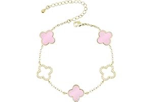 FVISWIAK Clover Bracelet for Women 18k Gold Plated Silver Lucky Four Leaf Link Chain Bracelets Charm Trendy Jewelry Gifts for Women