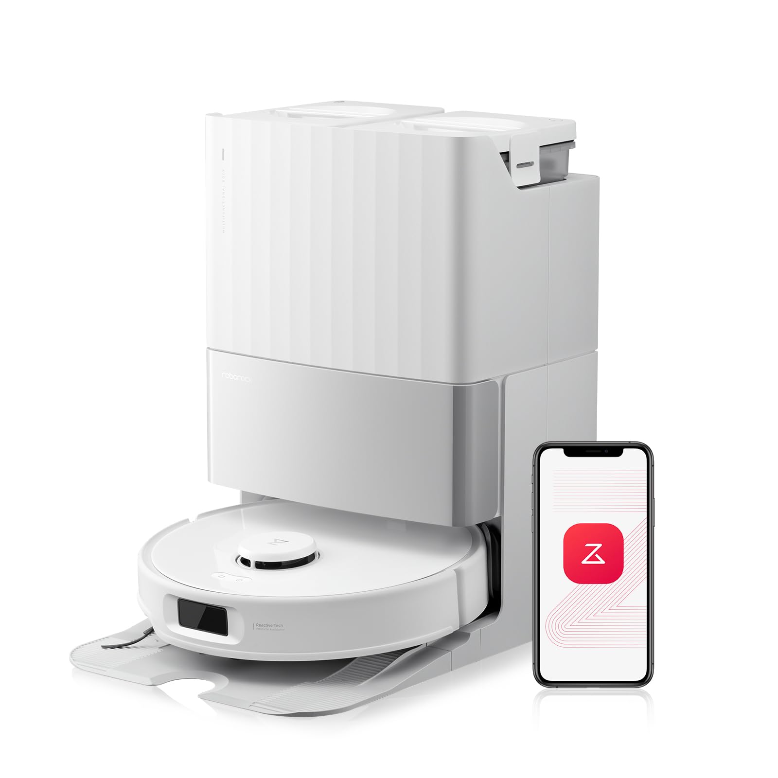 Roborock Qrevo Edge S5A Robot Aspirador y Trapeador, 18.500Pa, Cero Enredos, Cepillo Principal DuoDivide, Cepillo Lateral FlexiArm, Lavado y Autolimpieza de Trapeador con Agua Caliente, Secado con Aire Caliente, Autovaciante, Blanco