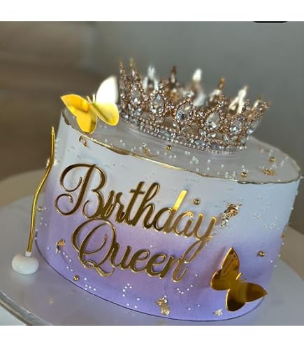 Acrylic Queen Happy Birthday Cake Topper - Elegant Celebration Decor For Cakes & Desserts