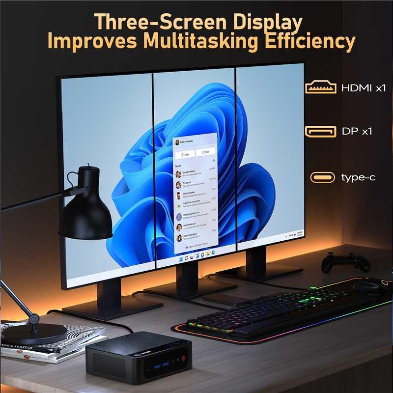Beelink Mini PC, AMD Ryzen 5500U (6C/12T, Up to 4.0GHz), 16GB DDR4 500GB M.2 NVME SSD, Mini Computer Support 2.5G LAN/Triple Display/USB3.2/WiFi6/BT5.2 Home/Office Micro Desktop Computer