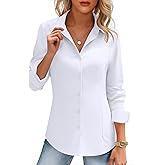 HOTOUCH Women's Button Down Shirts Long Sleeve Dress Shirt Slim Fitted Work Tops Collared Dressy Casual Business Blouses