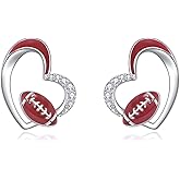 Grmdit Football Earrings 925 Sterling Silver Football Stud Earrings for Women Mom Foot Ball Sport Jewelry Gifts for Football Lover Player
