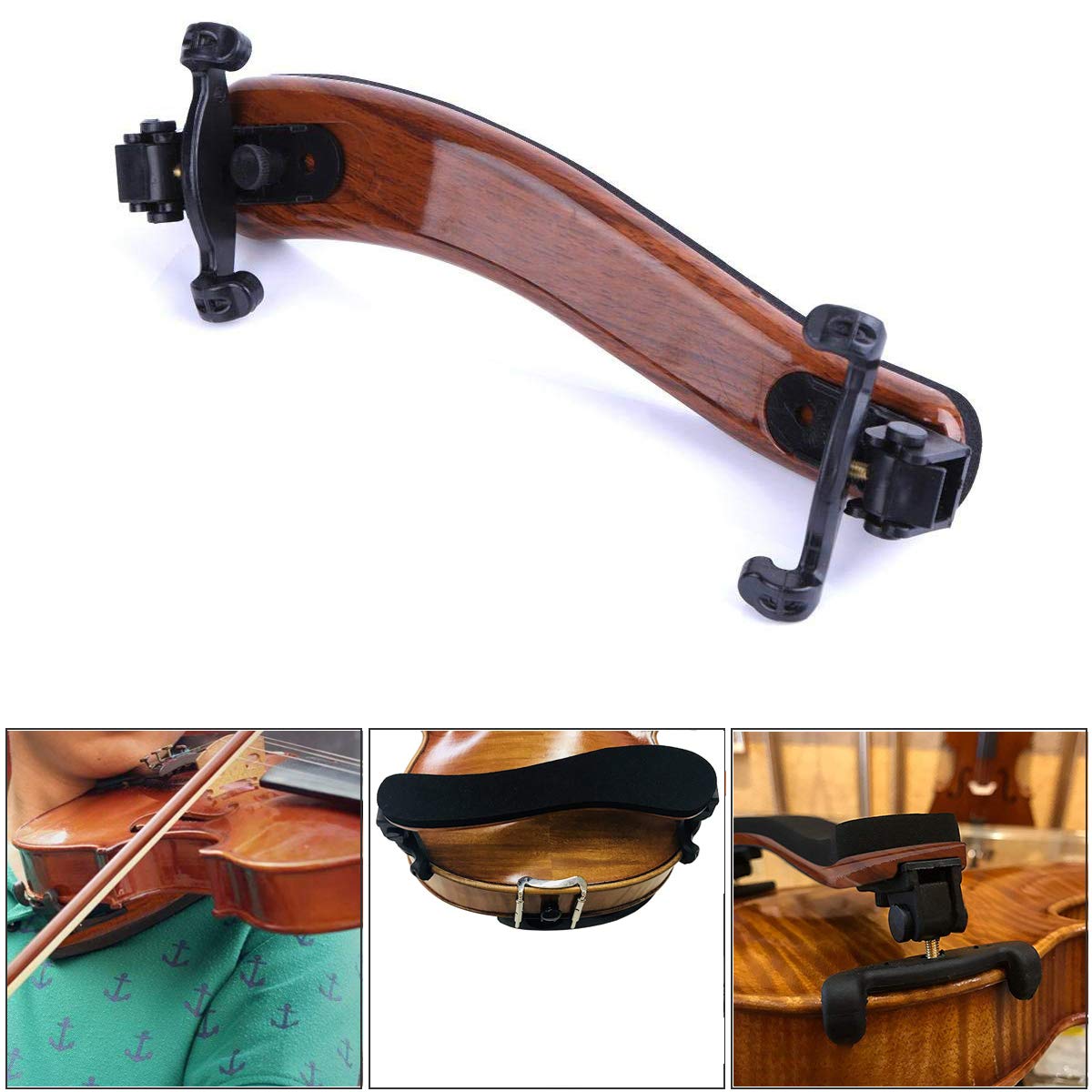 STYDDI Violin Shoulder Rest for 4/4, 3/4 Sizes, Collapsible, Adjustable Universal Violin Shoulder Pad for Height and Angle