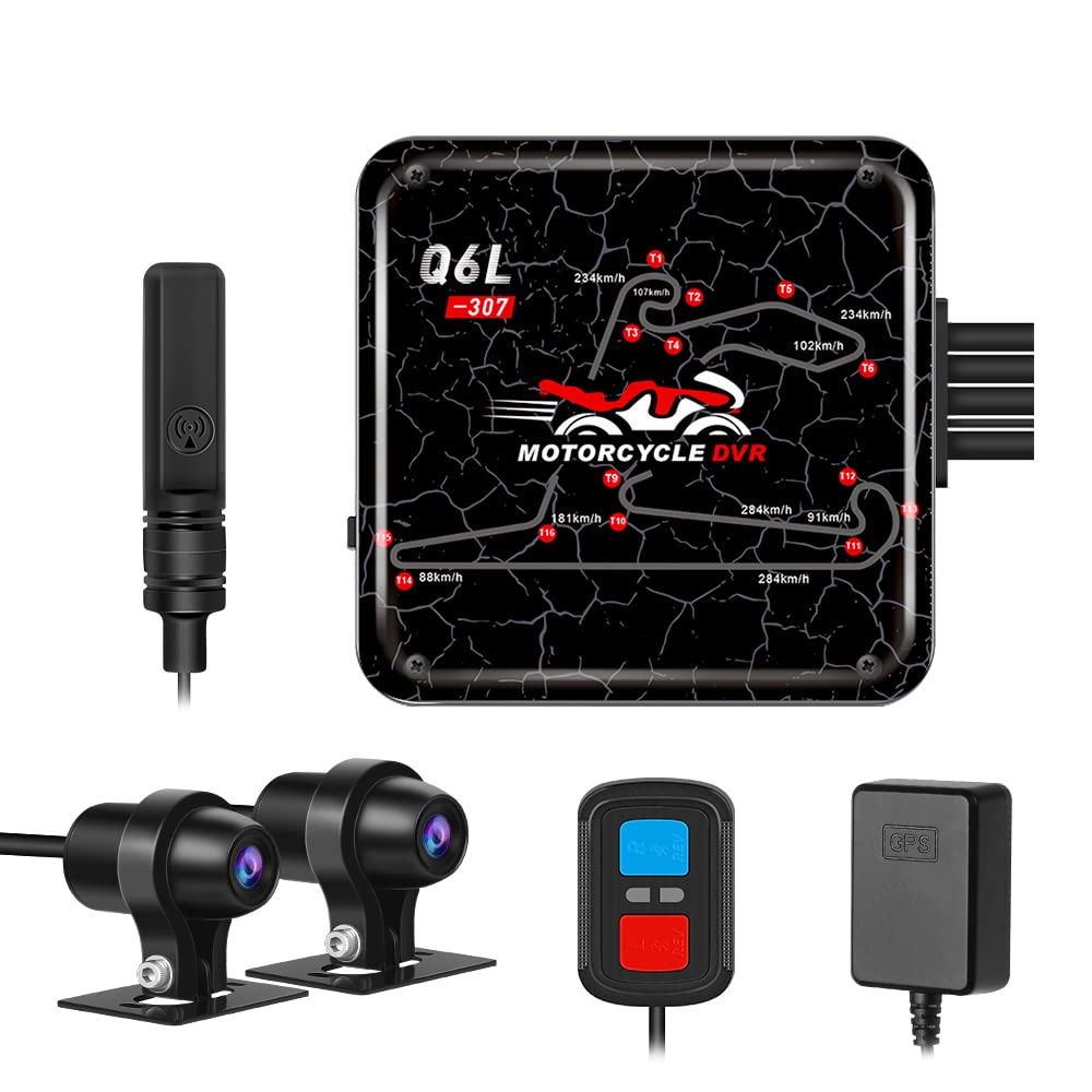 VSYSTO Motorcycle Dash Cam Bike Camera, 140° Wide Angle Motorbike Camera Front and Rear 1080P, WiFi Waterproof Sports Camera with 24H Parking Monitor, GPS, WDR, Night Vision, G-Sensor(Grey)