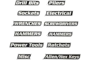 12 Pack of Magnetic Toolbox Labels, 3D-Printed Tool Box Labels, Reusable Tags for Steel Toolboxes, Carts, Drawers and Cabinet