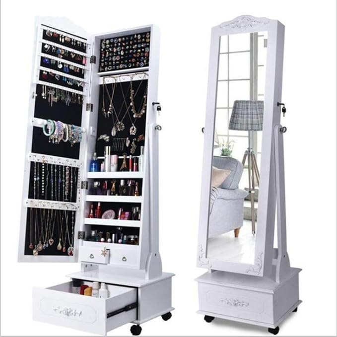 ZQCM Joyero, Organizador de Joyas, Caja de Almacenamiento con Espejo