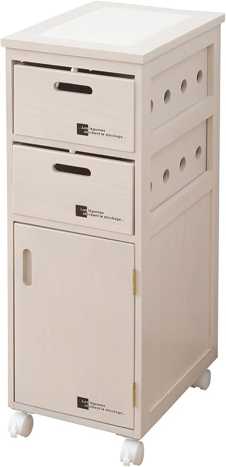 Amazon Co Jp 山善 扉付きキッチンストッカー キャスター付き 幅30 ホワイトウォッシュ Syst 8530 Ww ホーム キッチン