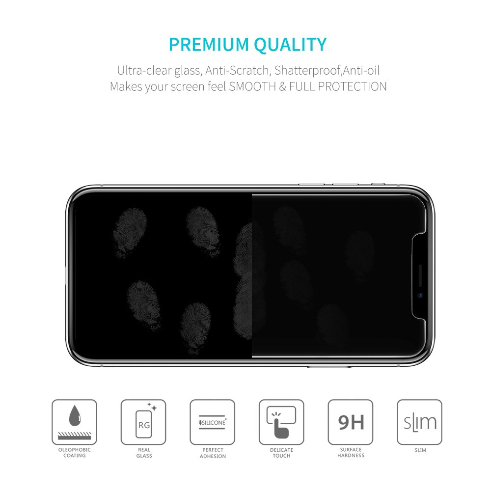 iPhone X Screen Protector, 3 Pack KEEKOON Tempered Glass Protector HD Clear 9H Hardness Full Coverage Film for Apple iPhone X/10