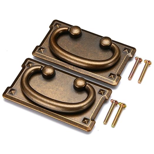 2pcs Vintage Antique Bronze Drawer Ring Pull Handles, Door