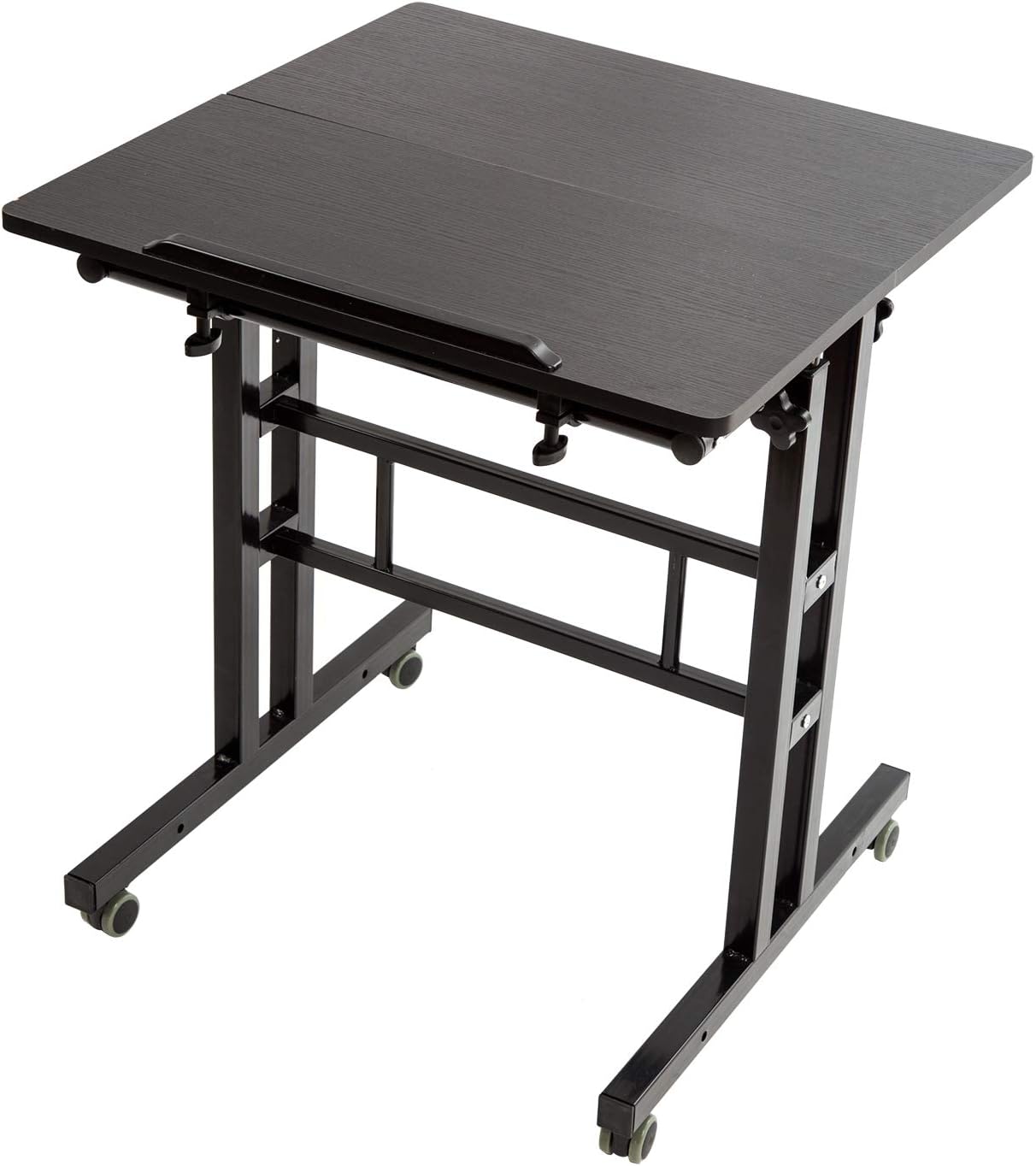 SIDUCAL Mobile Stand Up Desk, Adjustable Laptop Desk with Wheels Home Office Workstation, Rolling Table Laptop Cart for Standing or Sitting, Black: Kitchen & Dining