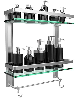 GeekDigg Bathroom Shelf, 2-Tier Glass Shower Caddy