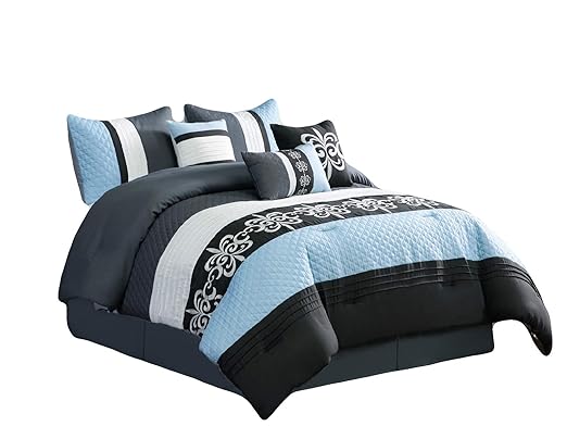 Amazon Com Hgs 7 Pc Azurine Fleur De Lis Damask Floral