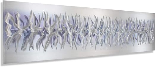 Amazon Com Statements2000 Unique Silver Purple Modern Metallic Wall Accent With Abstract Etchings Home Decor Contemporary Metal Wall Art Purple Array By Jon Allen 48 X 12 Home Kitchen