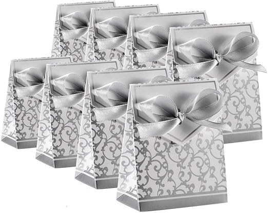 Amazon Com Kupoo 50pcs Candy Boxes Gold Ribbon Wedding Favor