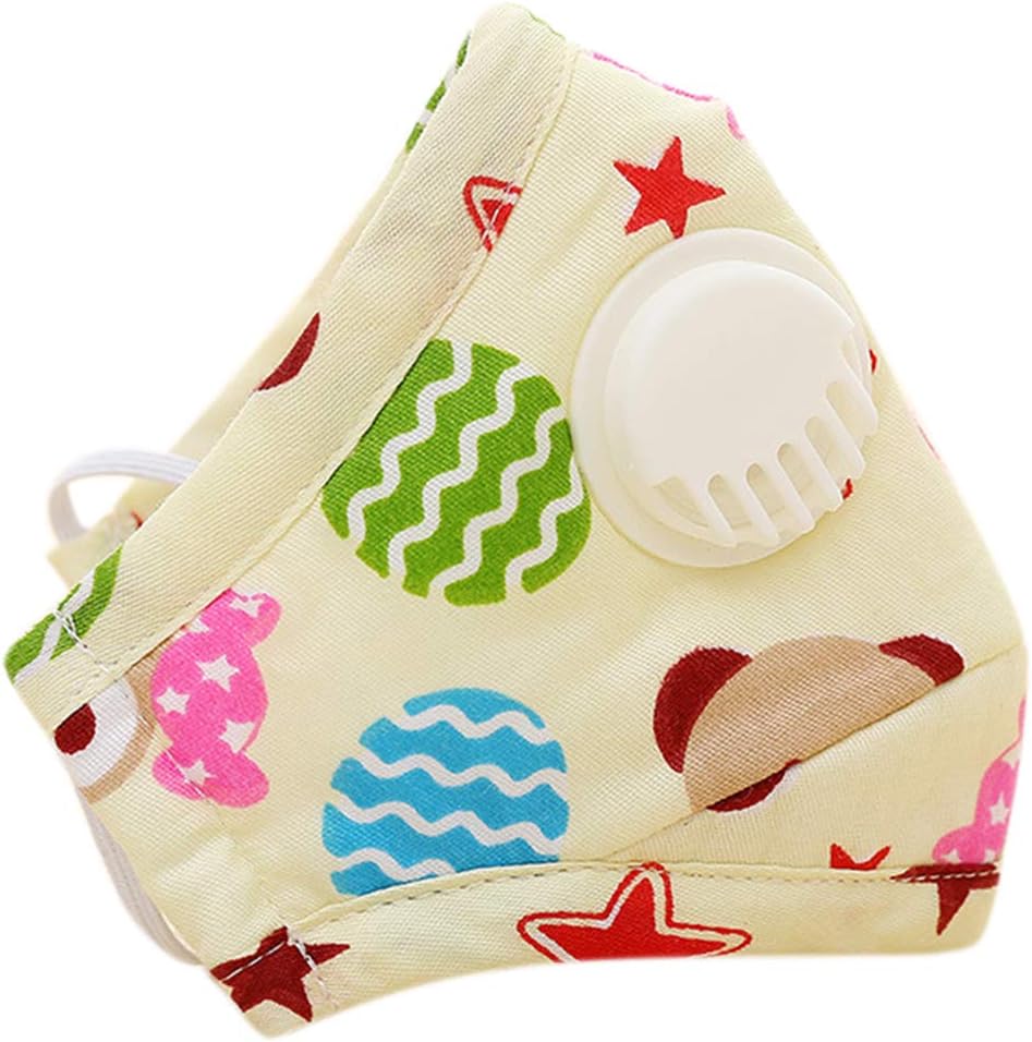 Keshida Winter Children Kids Dustproof Washable Cotton N95 Mouth Mask Cartoon Car Strawberry Printed Adjustable Respirator with Breath Valve Replaceable Filter 3-12T